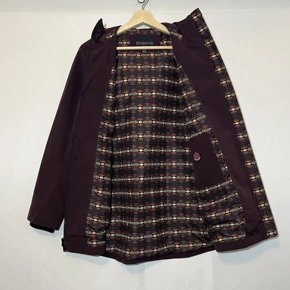 Pendleton Women's Tape Seam Hooded Rain Jacket Purple Medium Outdoor Winter Zip - Picture 5 of 12